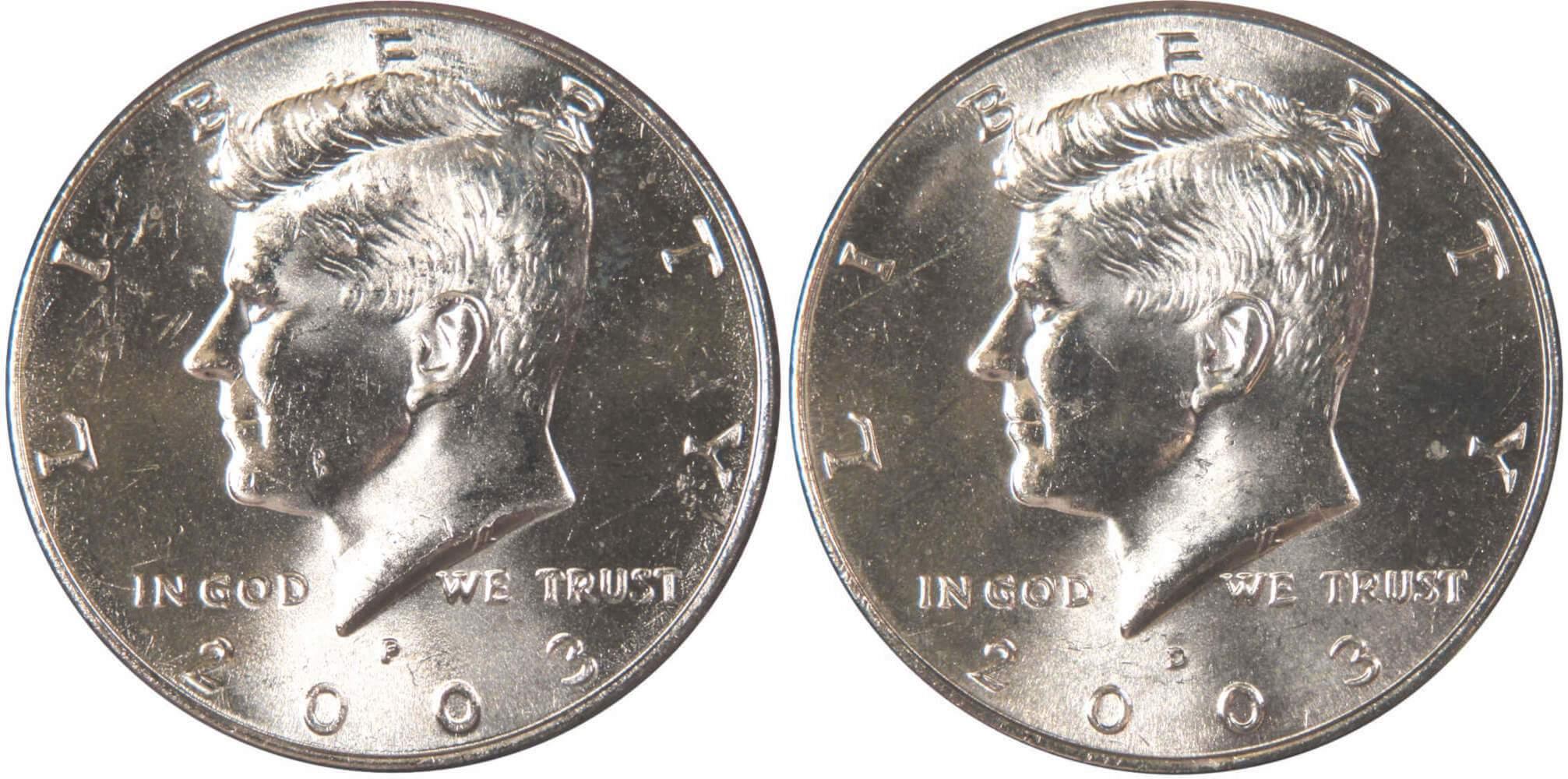 2003 P&D Kennedy Half Dollar 2 Coin Set BU Uncirculated Mint State 50c US