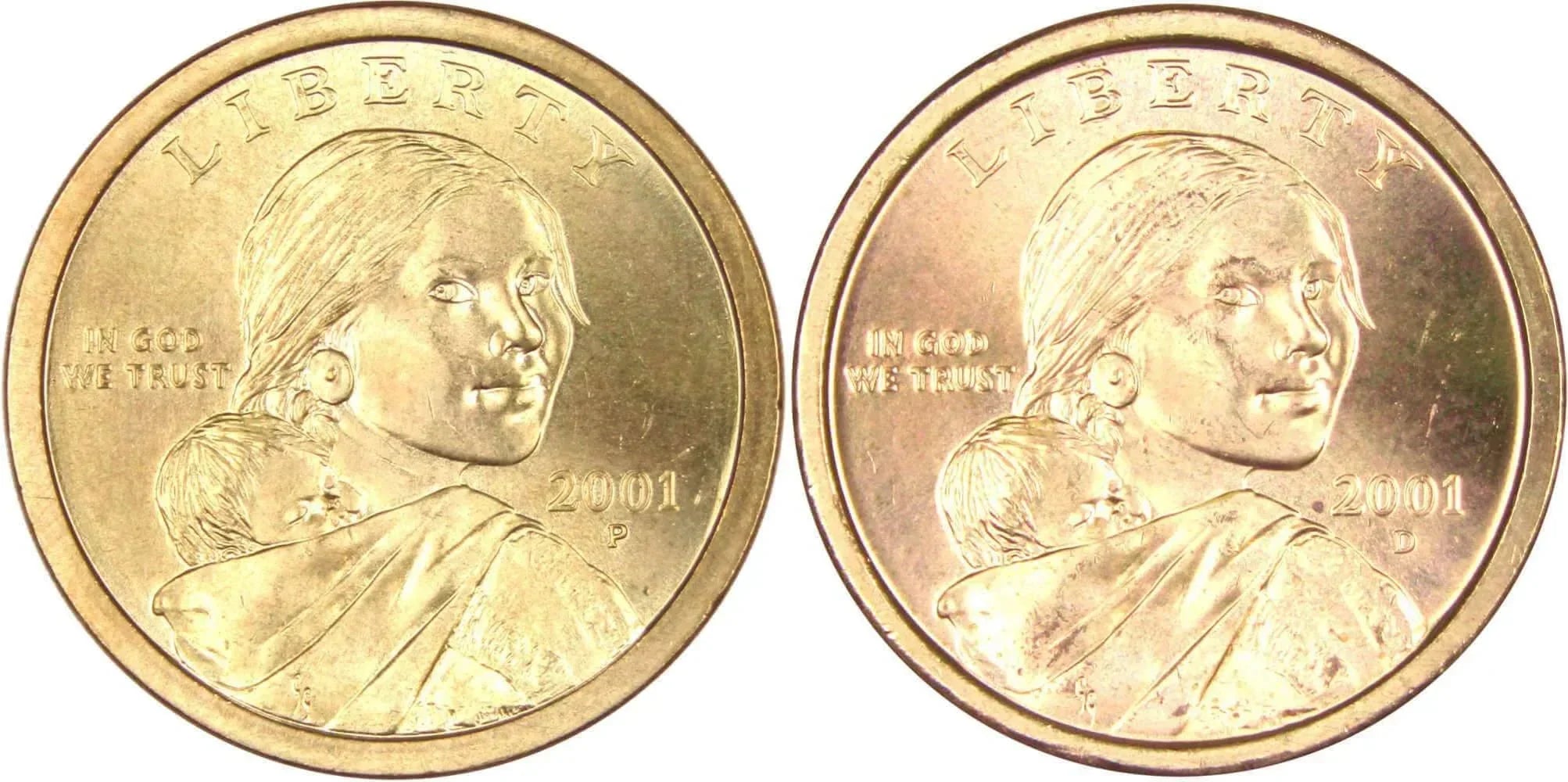 2001 P&D Sacagawea Native American Dollar 2 Coin Set BU Uncirculated $1
