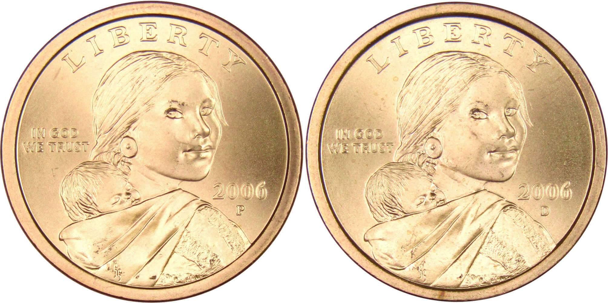 2006 P&D Sacagawea Native American Dollar 2 Coin Set BU Uncirculated $1