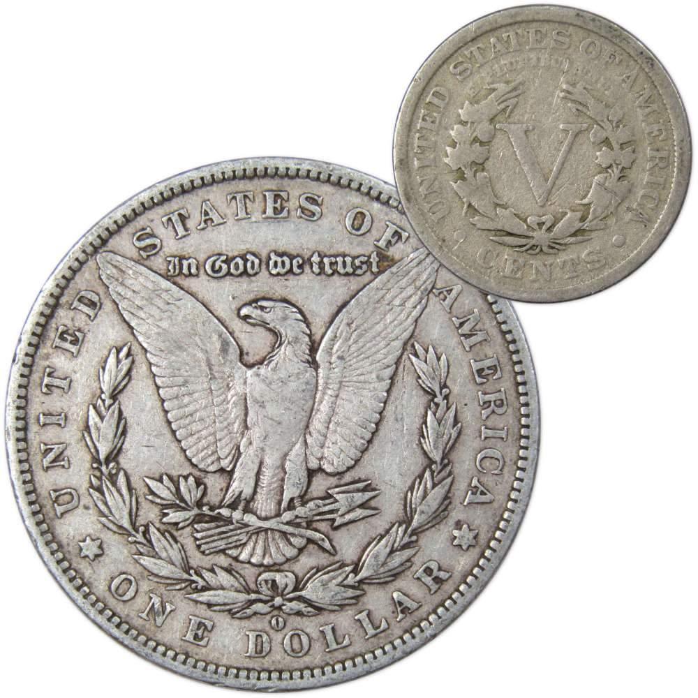 1879 O Morgan Dollar VF Very Fine 90% Silver with 1911 Liberty Nickel G Good - Morgan coin - Morgan silver dollar - Morgan silver dollar for sale - Profile Coins & Collectibles