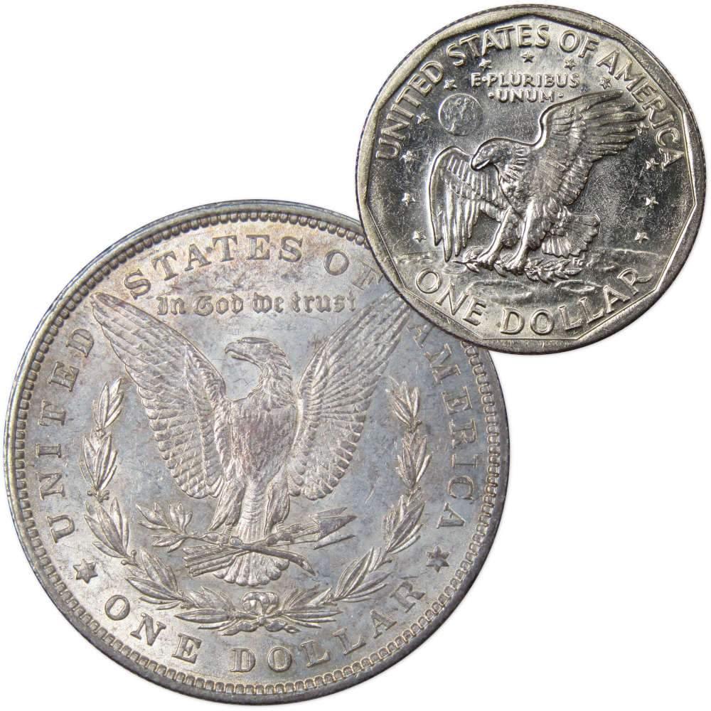 1880 Morgan Dollar AU About Uncirculated with 1980 S SBA$ BU Uncirculated - Morgan coin - Morgan silver dollar - Morgan silver dollar for sale - Profile Coins & Collectibles