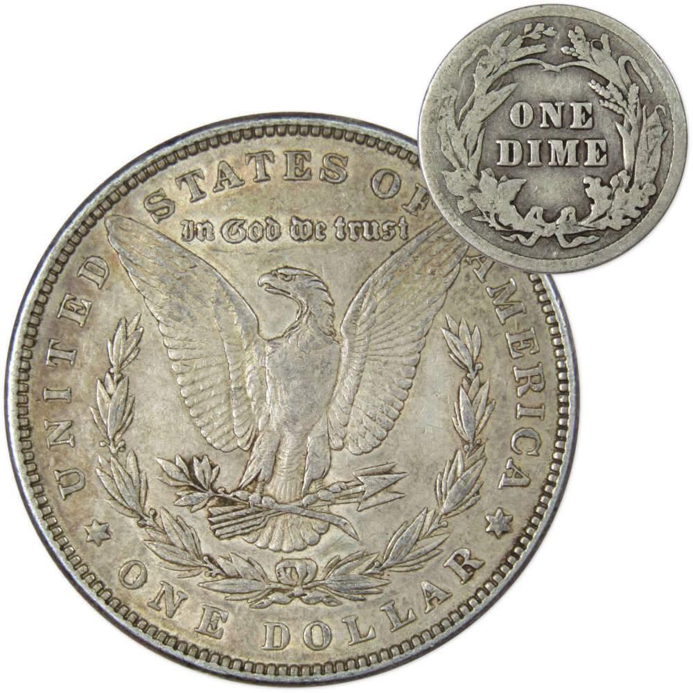 1881 Morgan Dollar XF EF Extremely Fine 90% Silver with 1916 Barber Dime G Good - Morgan coin - Morgan silver dollar - Morgan silver dollar for sale - Profile Coins & Collectibles