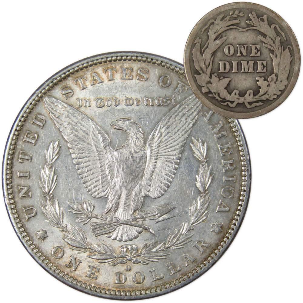 1881 O Morgan Dollar XF EF Extremely Fine with 1913 Barber Dime G Good - Morgan coin - Morgan silver dollar - Morgan silver dollar for sale - Profile Coins & Collectibles