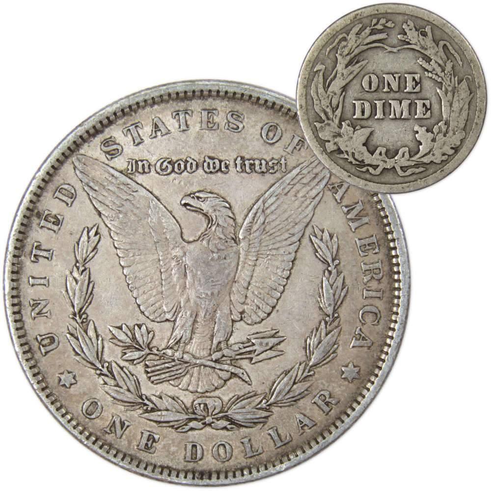 1883 Morgan Dollar XF EF Extremely Fine 90% Silver with 1916 Barber Dime G Good - Morgan coin - Morgan silver dollar - Morgan silver dollar for sale - Profile Coins & Collectibles