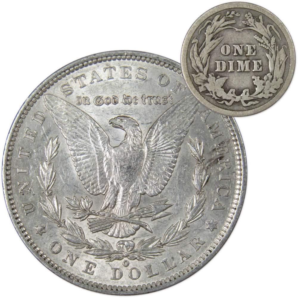 1885 O Morgan Dollar XF EF Extremely Fine with 1913 Barber Dime G Good - Morgan coin - Morgan silver dollar - Morgan silver dollar for sale - Profile Coins & Collectibles
