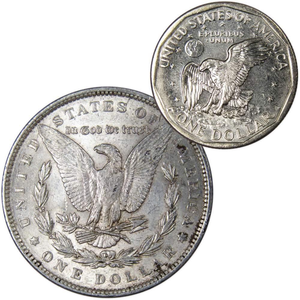 1890 Morgan Dollar AU About Uncirculated with 1980 S SBA$ BU Uncirculated - Morgan coin - Morgan silver dollar - Morgan silver dollar for sale - Profile Coins & Collectibles