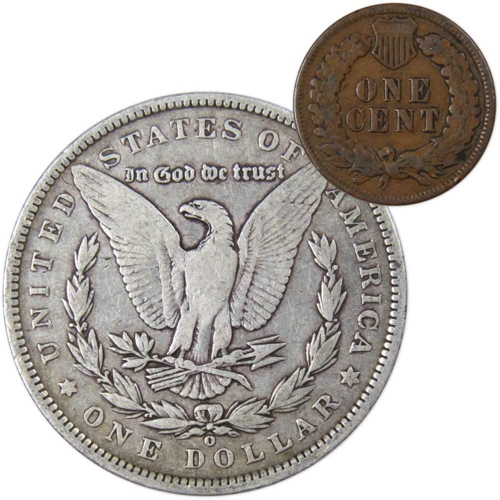 1891 O Morgan Dollar F Fine 90% Silver Coin with 1900 Indian Head Cent G Good - Morgan coin - Morgan silver dollar - Morgan silver dollar for sale - Profile Coins & Collectibles