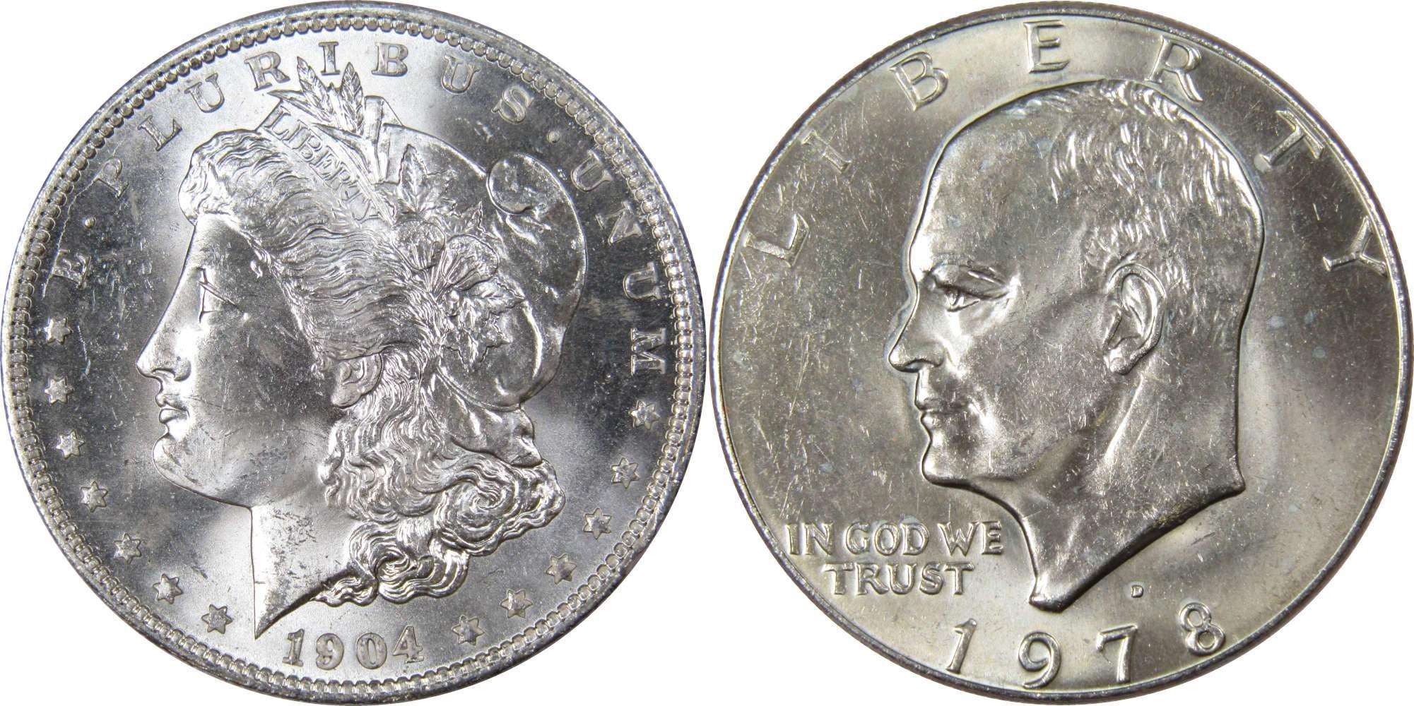 1904 O Morgan Dollar BU Uncirculated 90% Silver with 1978 D IKE$ BU Uncirculated - Morgan coin - Morgan silver dollar - Morgan silver dollar for sale - Profile Coins & Collectibles