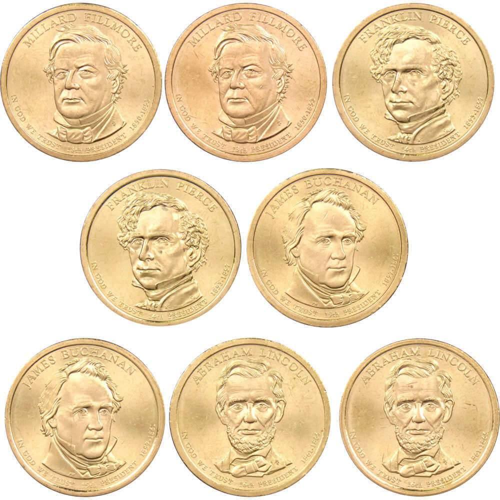 2010 P&D Presidential Dollar 8 Coin Set BU Uncirculated Mint State $1
