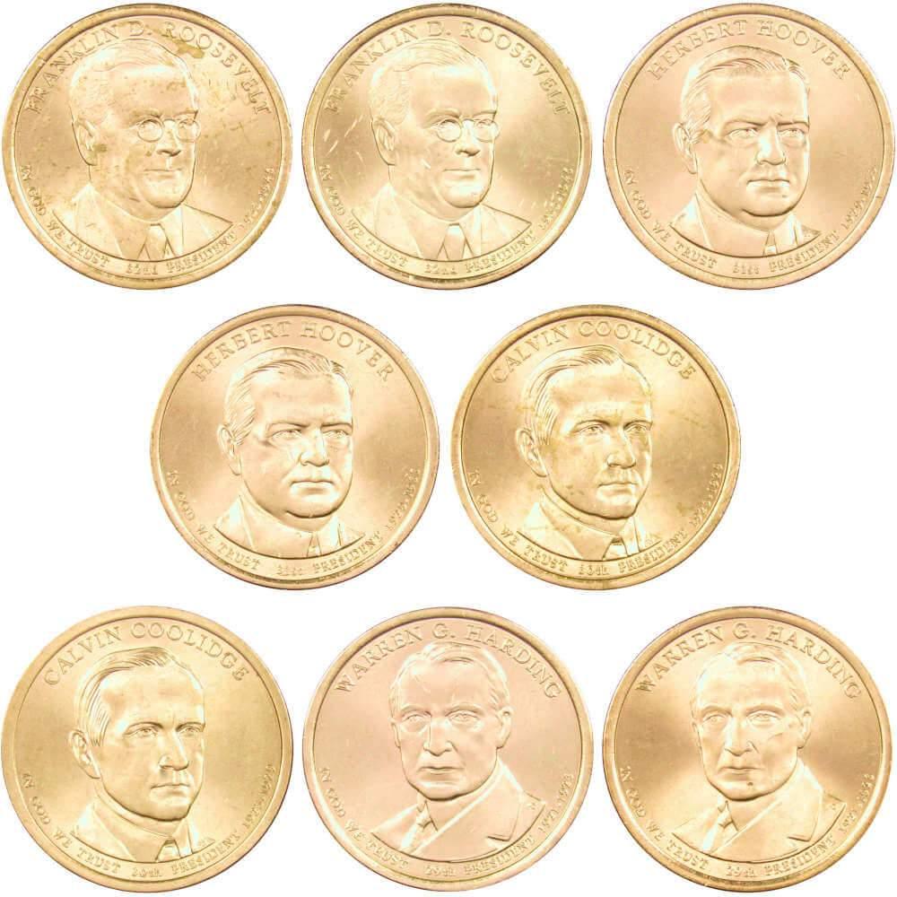 2014 P&D Presidential Dollar 8 Coin Set BU Uncirculated Mint State $1