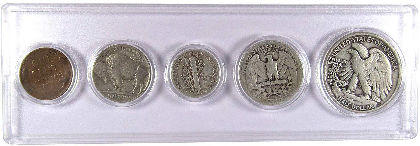 1935 Year Set 5 Coins in AG About Good or Better Condition Collectible Gift Set