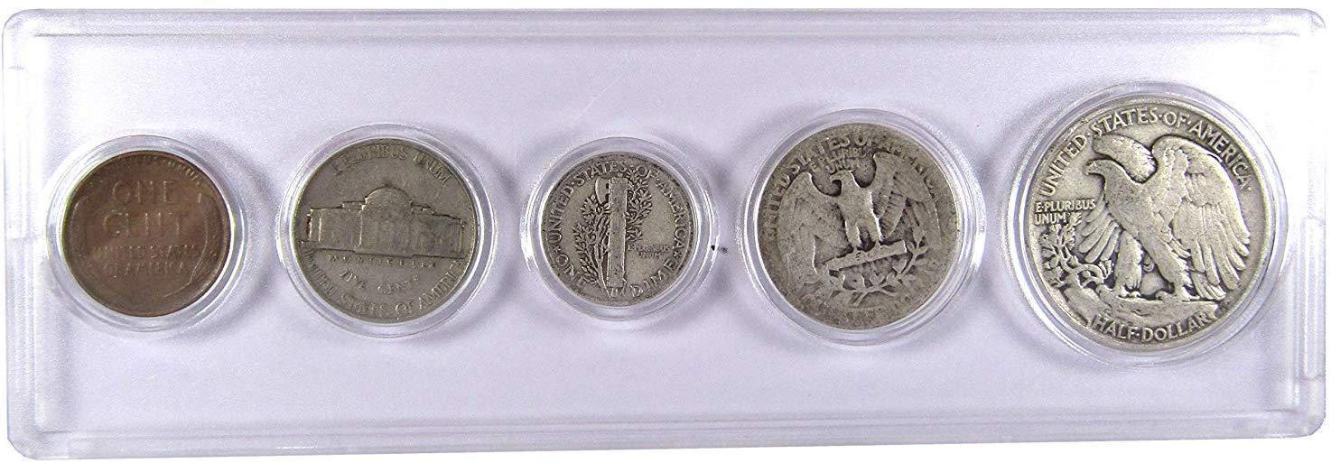 1939 Year Set 5 Coins in AG About Good or Better Condition Collectible Gift Set
