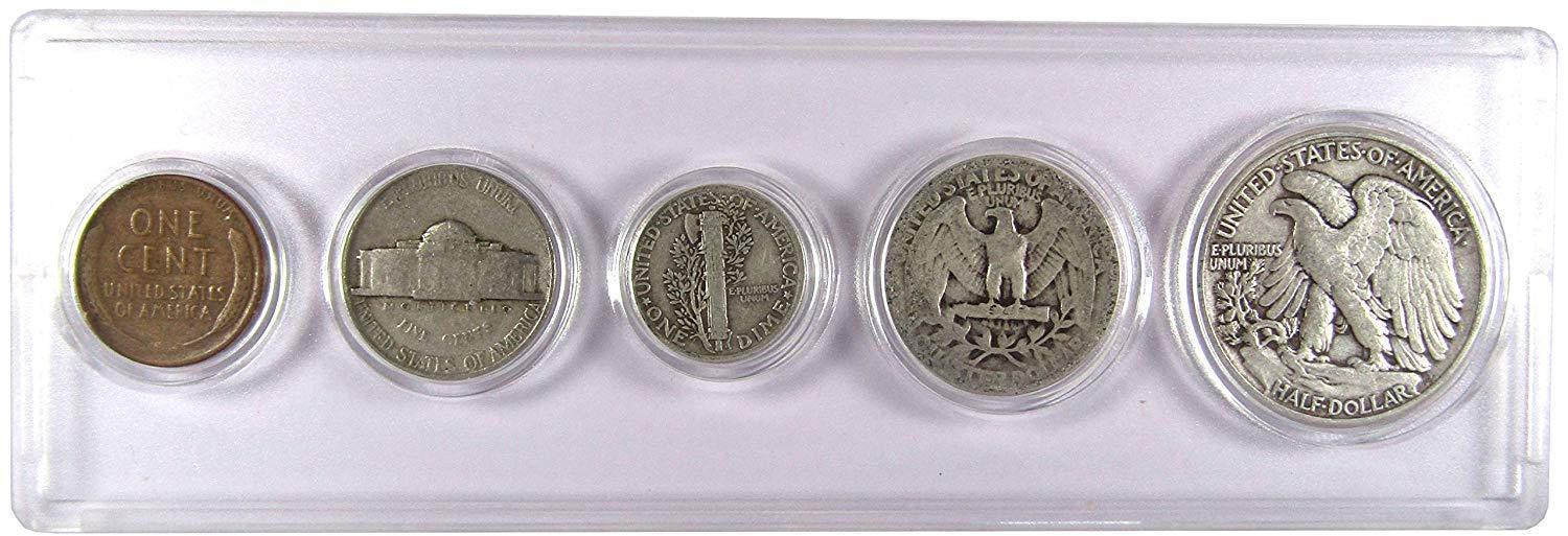 1941 Year Set 5 Coins in AG About Good or Better Condition Collectible Gift Set