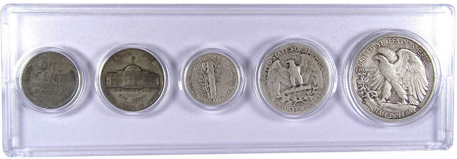 1943 Year Set 5 Coins in AG About Good or Better Condition Collectible Gift Set