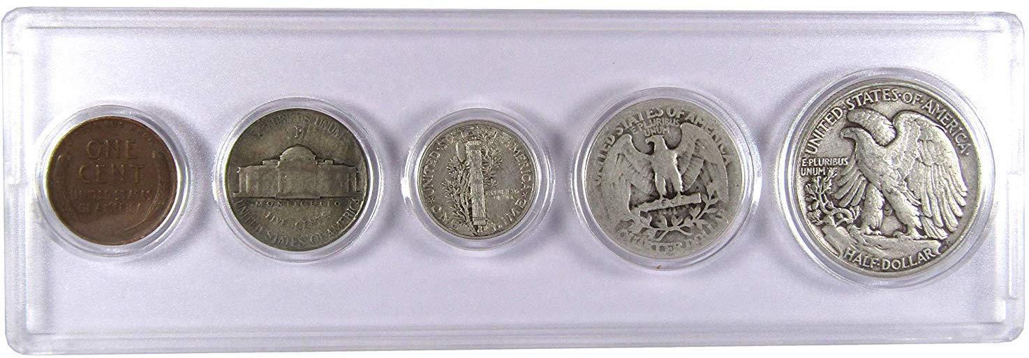 1944 Year Set 5 Coins in AG About Good or Better Condition Collectible Gift Set