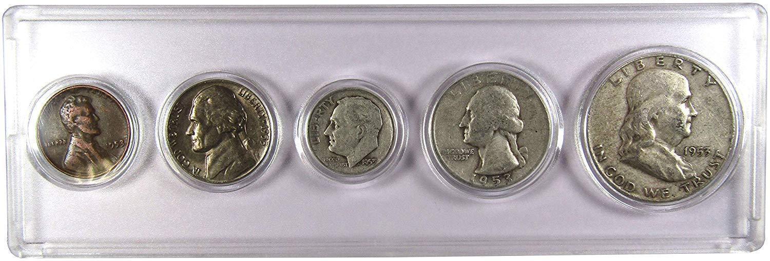 1953 Year Set 5 Coins in AG About Good or Better Condition Collectible Gift Set