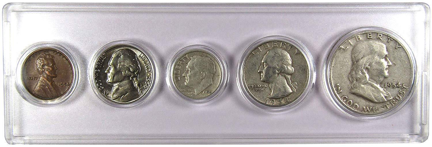 1954 Year Set 5 Coins in AG About Good or Better Condition Collectible Gift Set