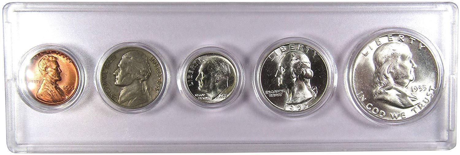 1955 Year Set 5 Coins in AG About Good or Better Condition Collectible Gift Set