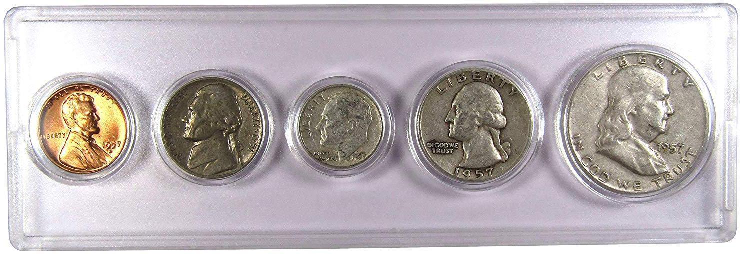 1957 Year Set 5 Coins in AG About Good or Better Condition Collectible Gift Set