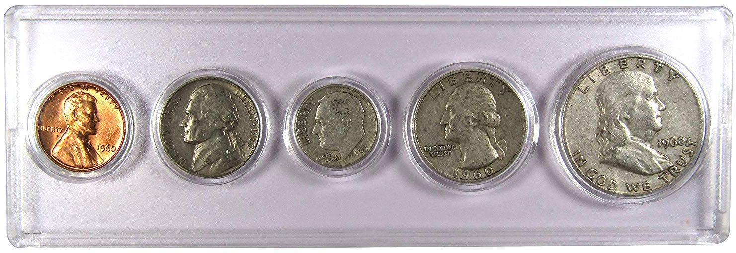 1960 Year Set 5 Coins in AG About Good or Better Condition Collectible Gift Set