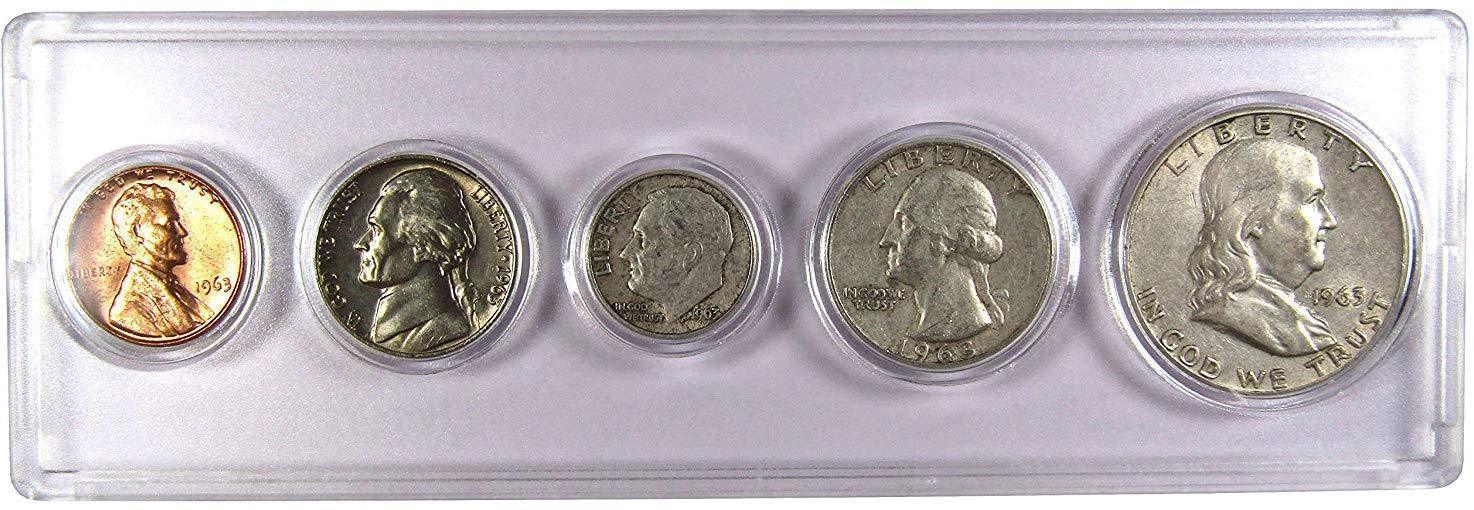 1963 Year Set 5 Coins in AG About Good or Better Condition Collectible Gift Set