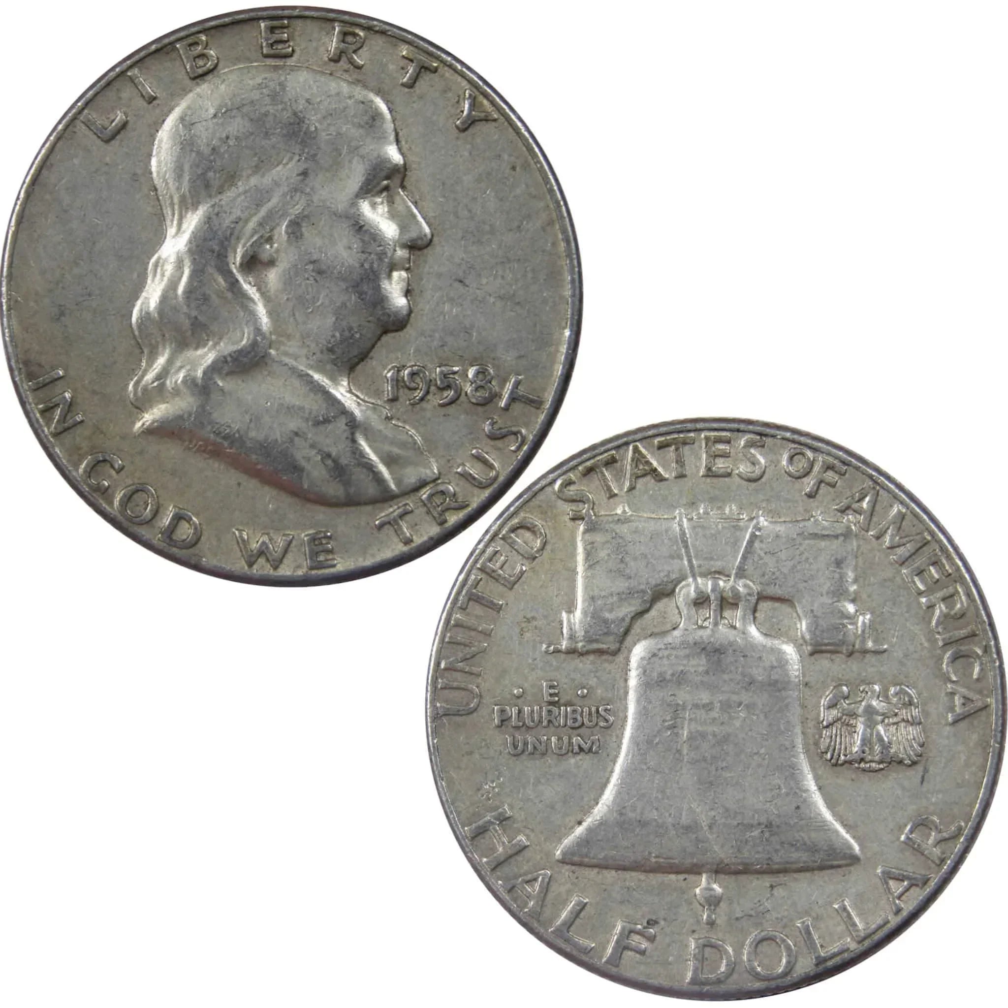 1958 Franklin Half Dollar VF Very Fine 90% Silver 50c US Coin Collectible