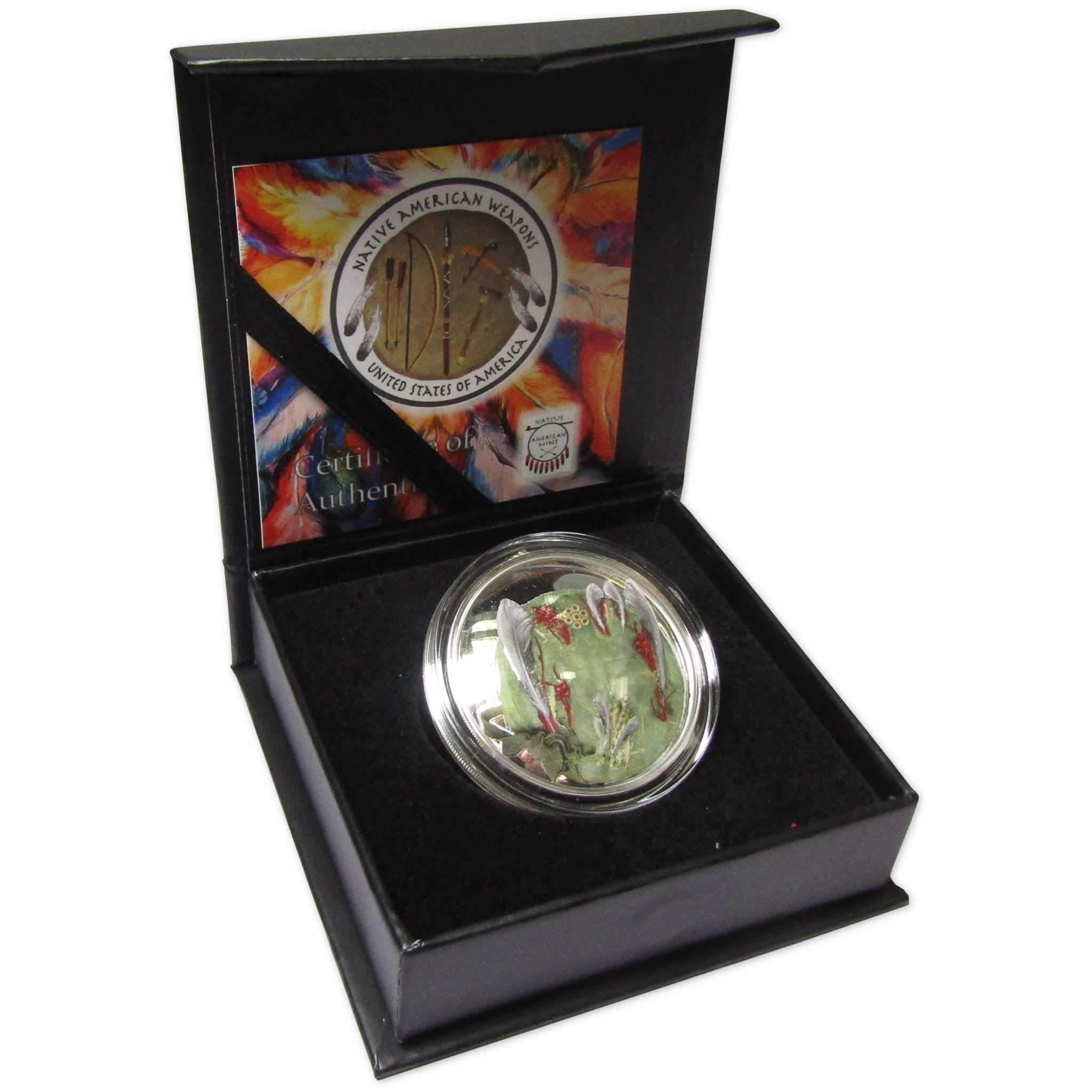 2020 Native American Jamul Cheyenne War Club 1 oz .999 Silver $1 Domed Proof COA