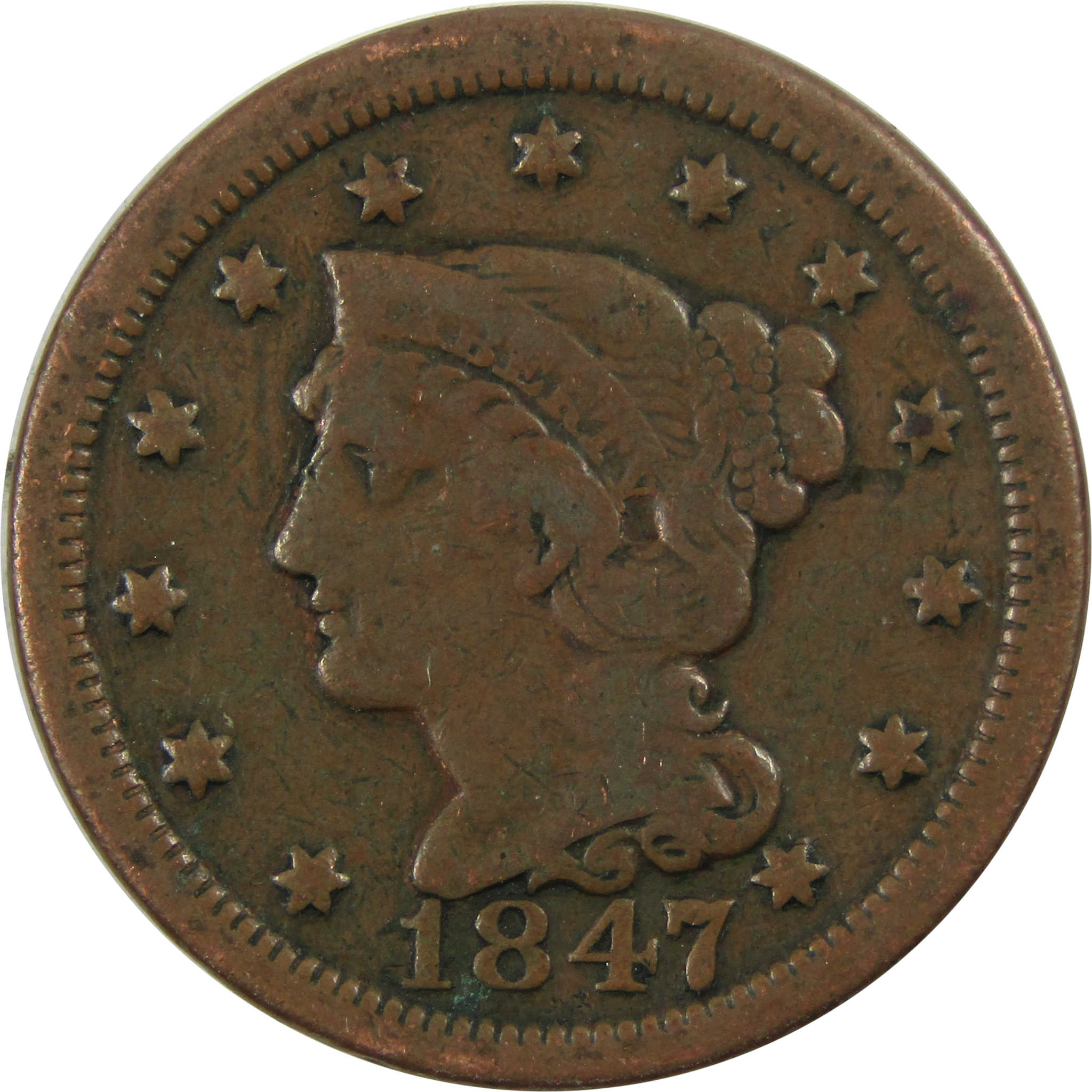 1857 Braided Hair Half Cent Early Copper Half Penny Coin Value