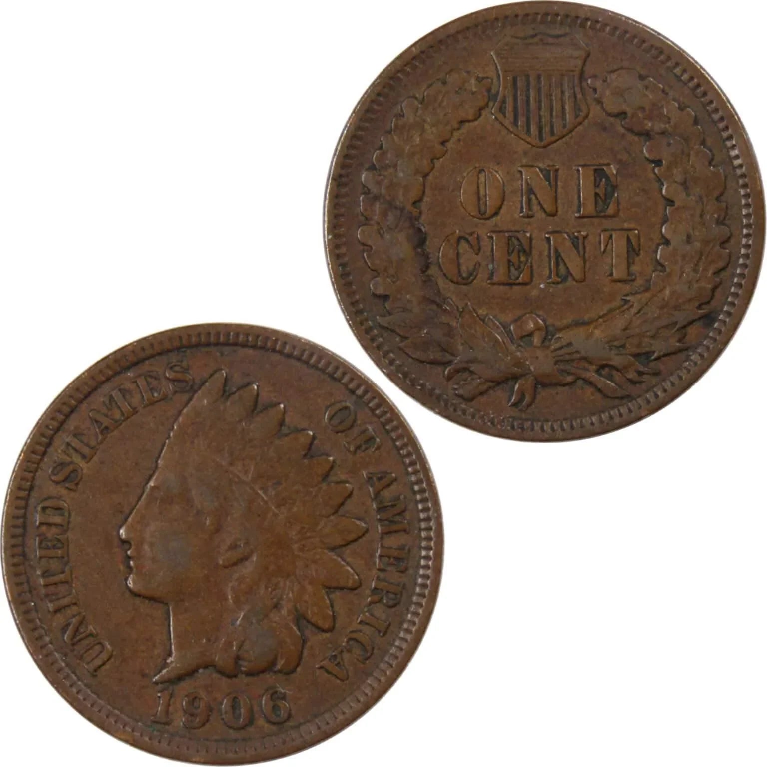 1906 Indian Head Cent F Fine Bronze Penny 1c Coin Collectible