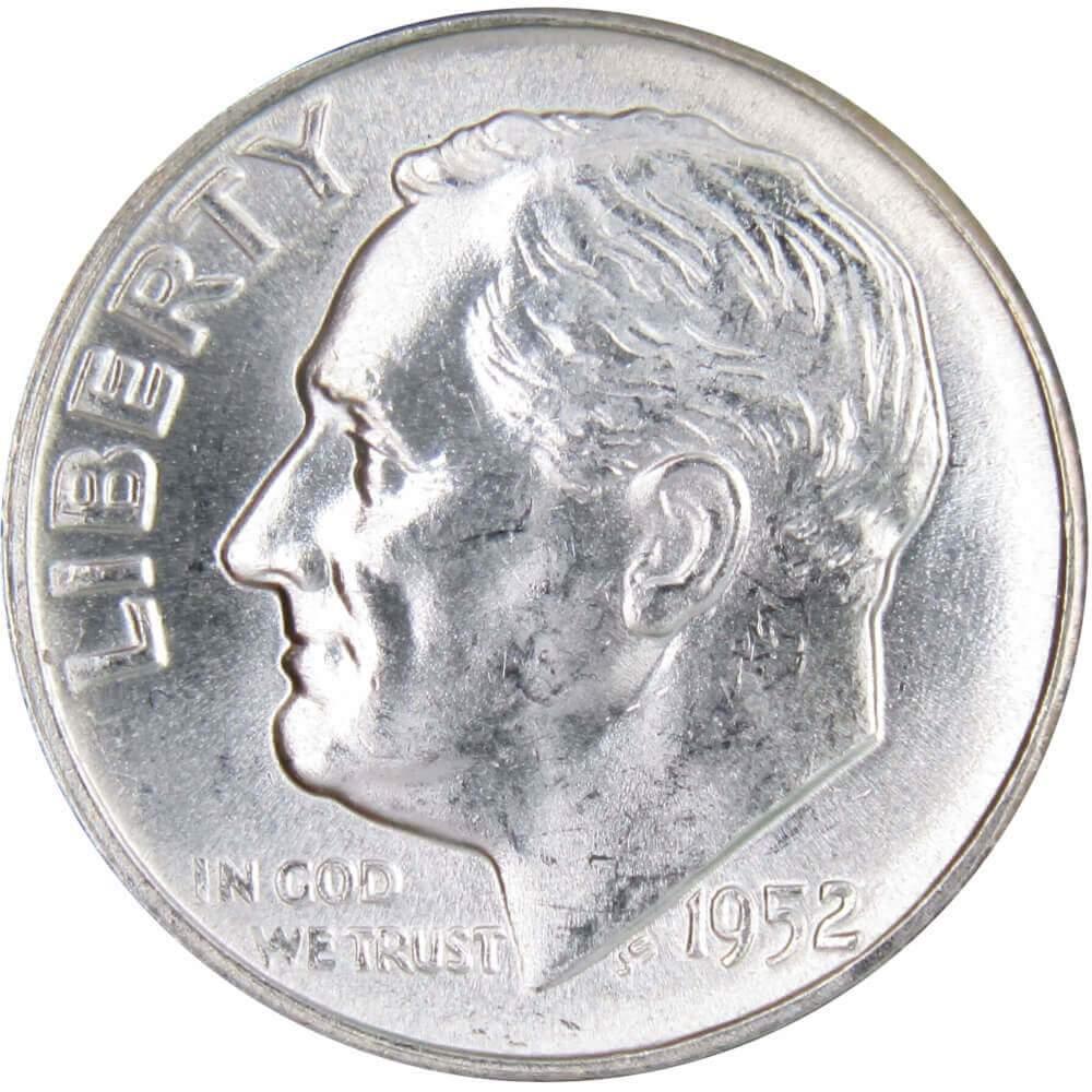1952 Roosevelt Dime BU Uncirculated Mint State 90% Silver 10c US Coin