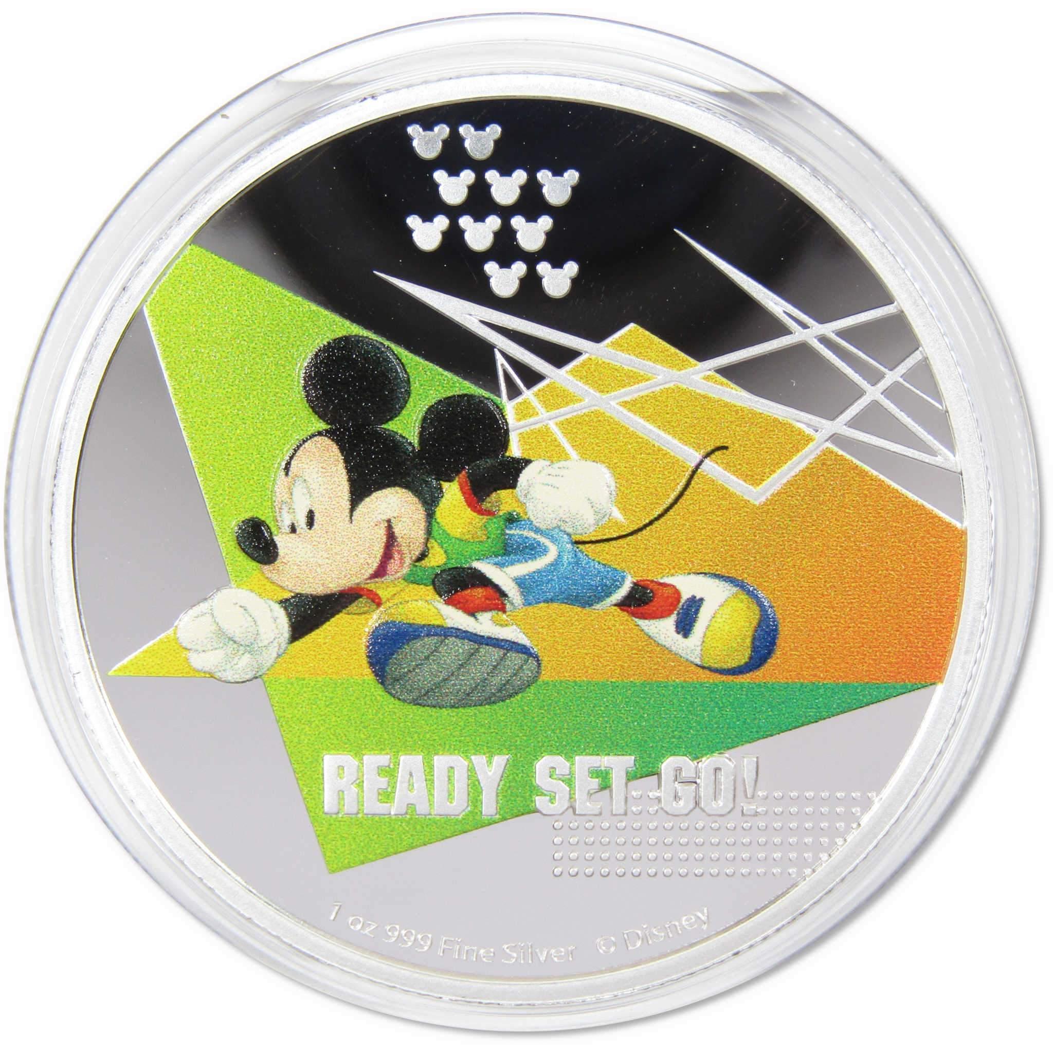 Disney Mickey Mouse Running Ready Set Go 1 oz .999 Silver $2 Proof 2020 Niue COA