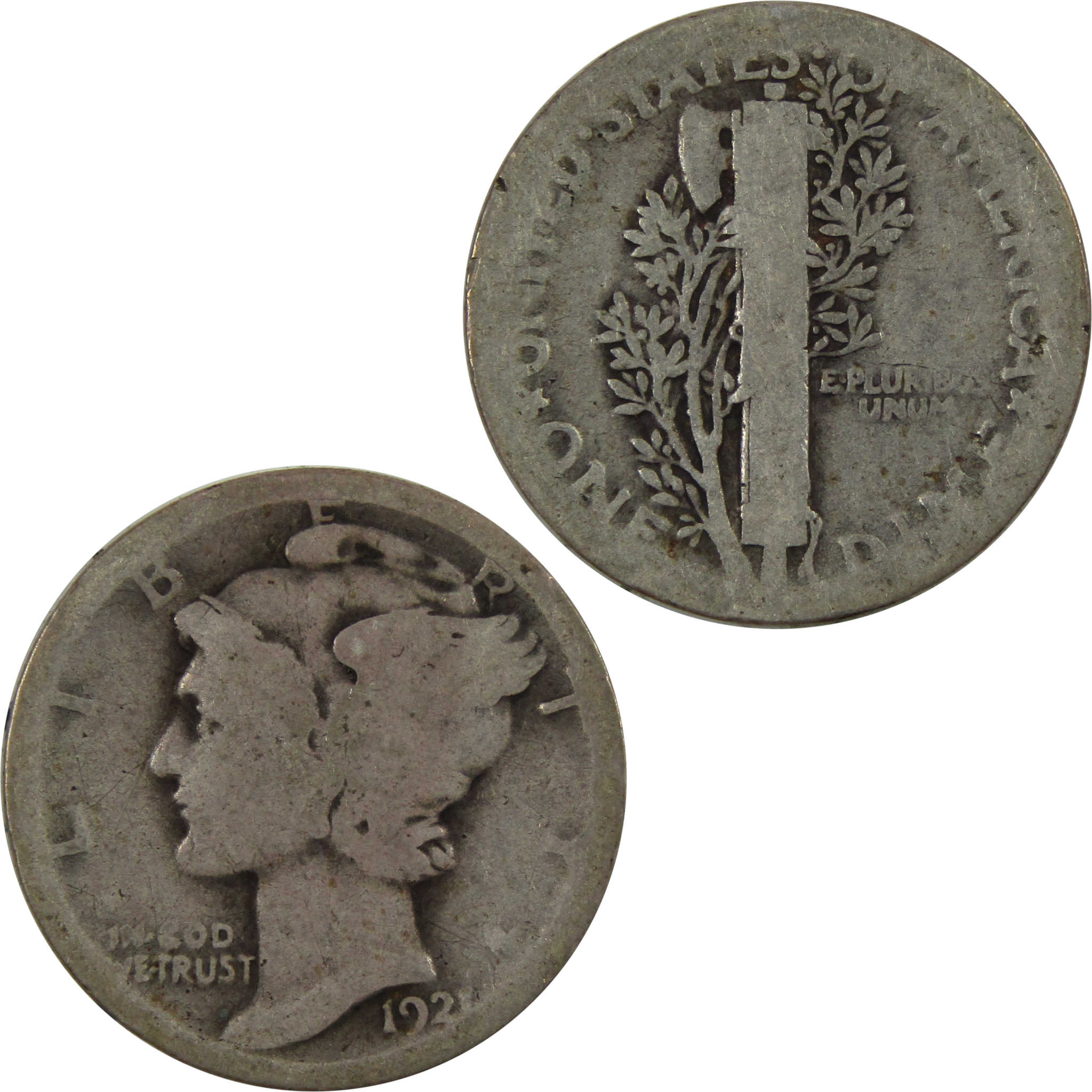 1921 Mercury Dime AG About Good 90% Silver 10c Coin SKU:I4707