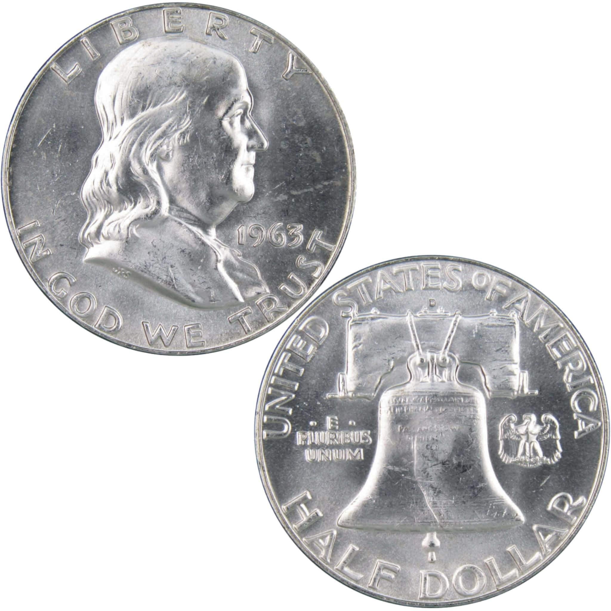 1963 D Franklin Half Dollar BU Uncirculated Mint State 90% Silver 50c US Coin