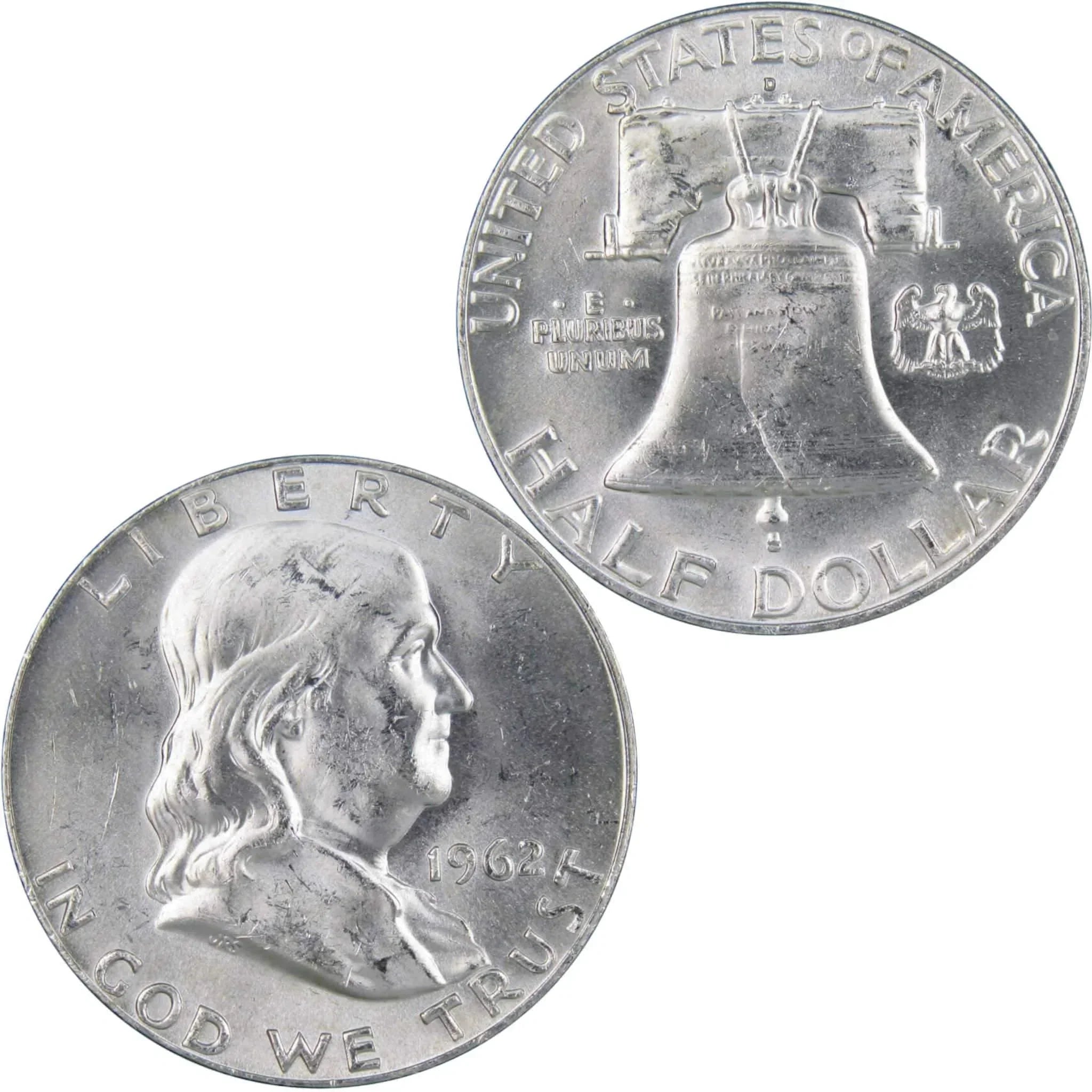 1962 D Franklin Half Dollar BU Uncirculated Mint State 90% Silver 50c US Coin