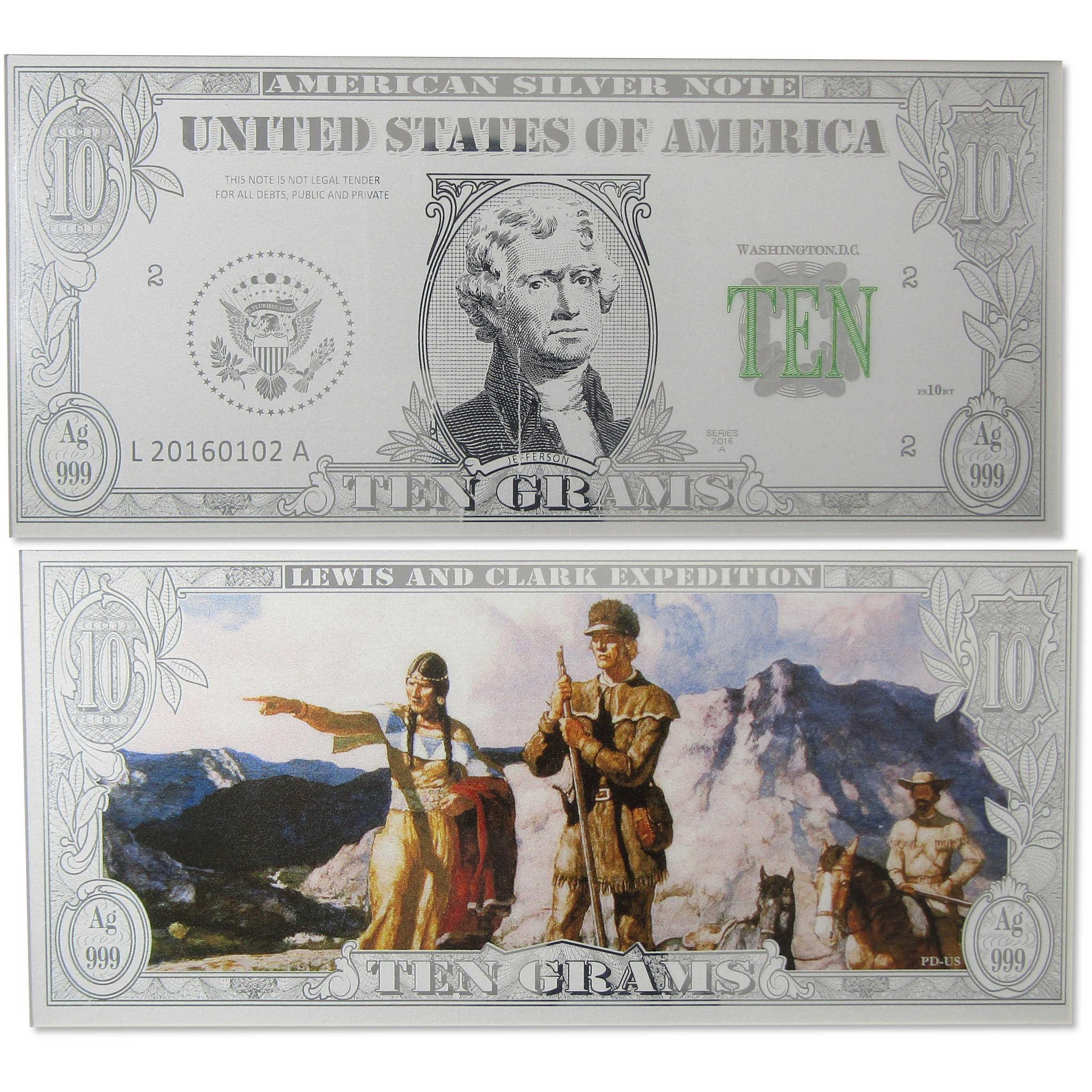 Thomas Jefferson 10g .999 Silver Proof American Bank Note Bar Collectible