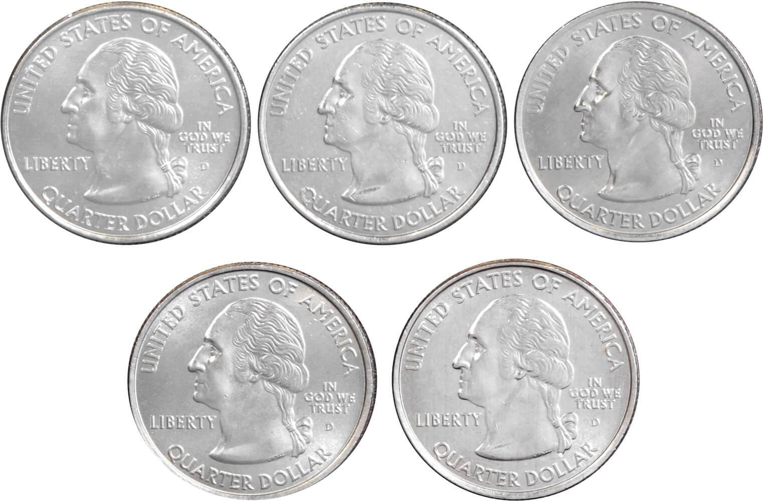 2006 D State Quarter 5 Coin Set BU Uncirculated Mint State 25c Collectible