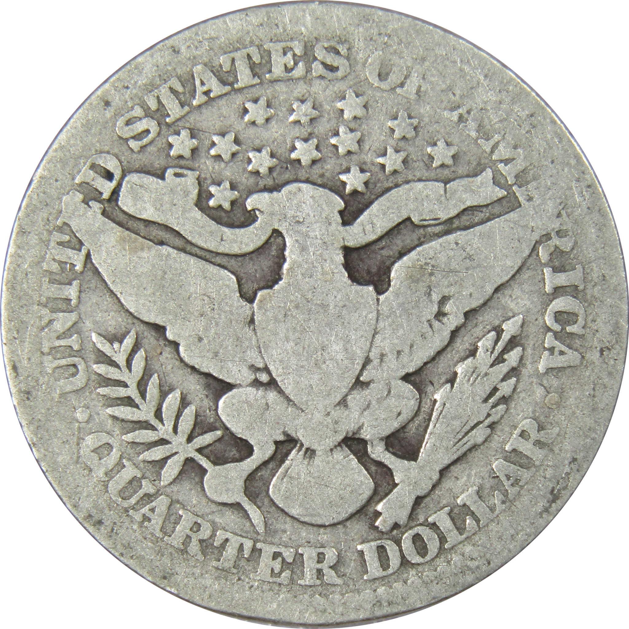 1909 Barber Quarter AG About Good 90% Silver 25c US Type Coin Collectible