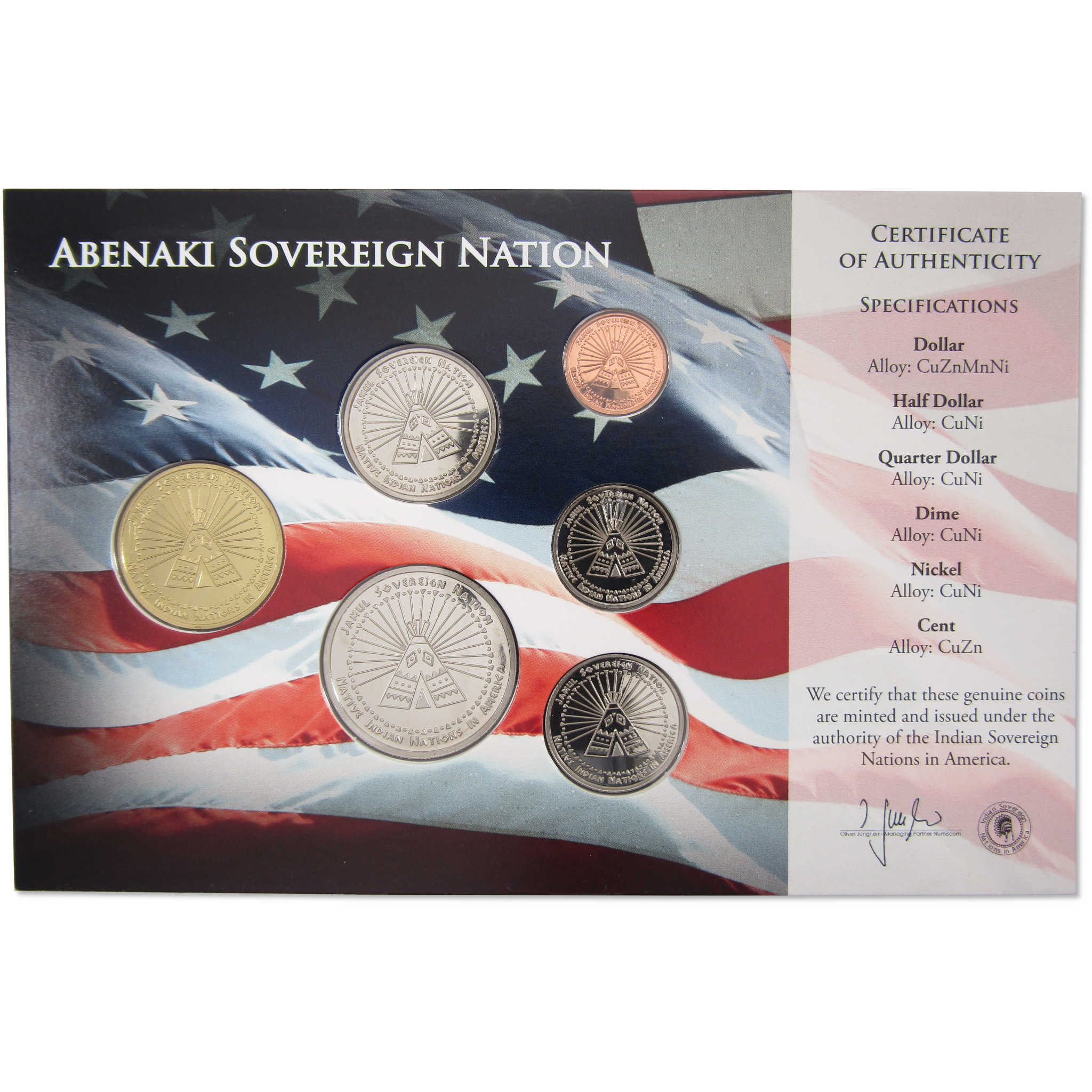 2018 Jamul Native American Abenaki Sovereign Nation Uncirculated Coin Set