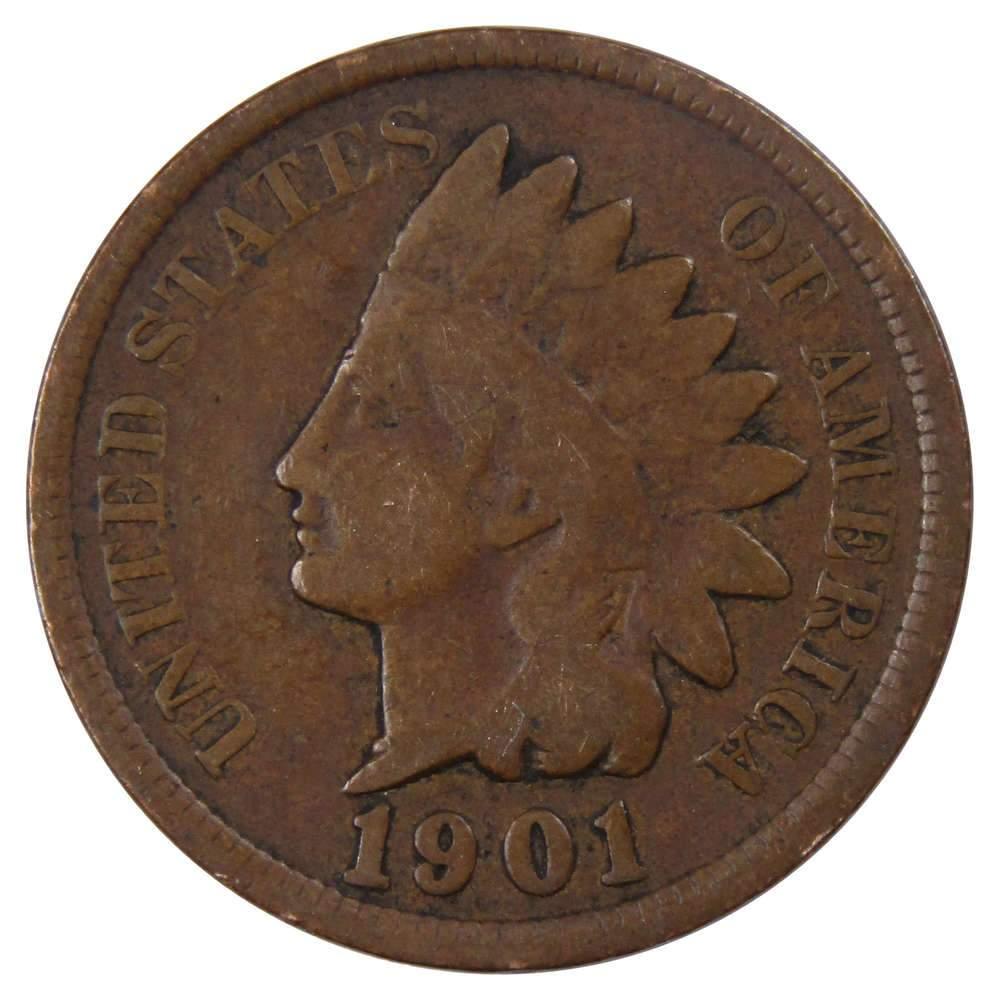 1901 Indian Head Cent G Good Bronze Penny 1c Coin Collectible