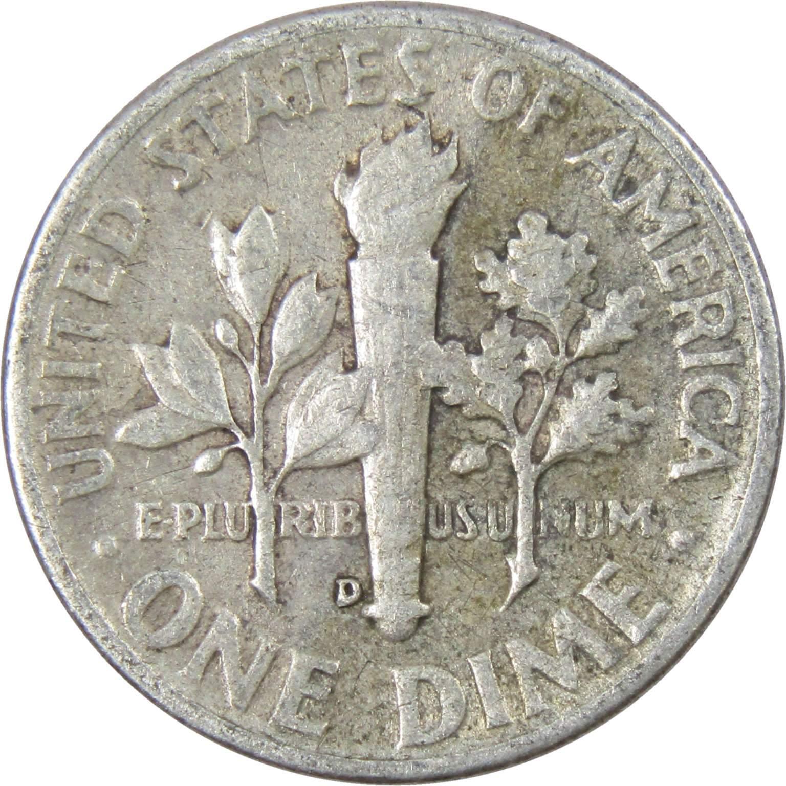 1955 D Roosevelt Dime AG About Good 90% Silver 10c US Coin Collectible