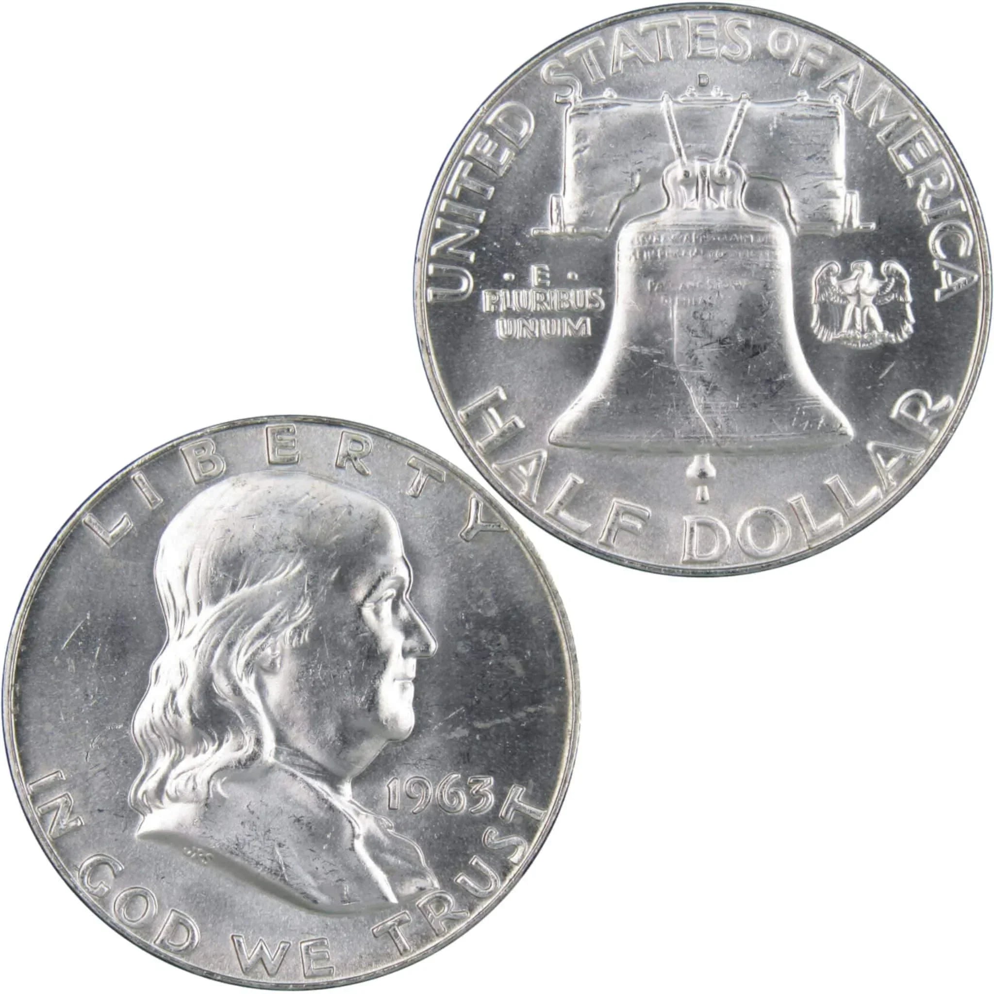 1963 D Franklin Half Dollar BU Uncirculated Mint State 90% Silver 50c US Coin