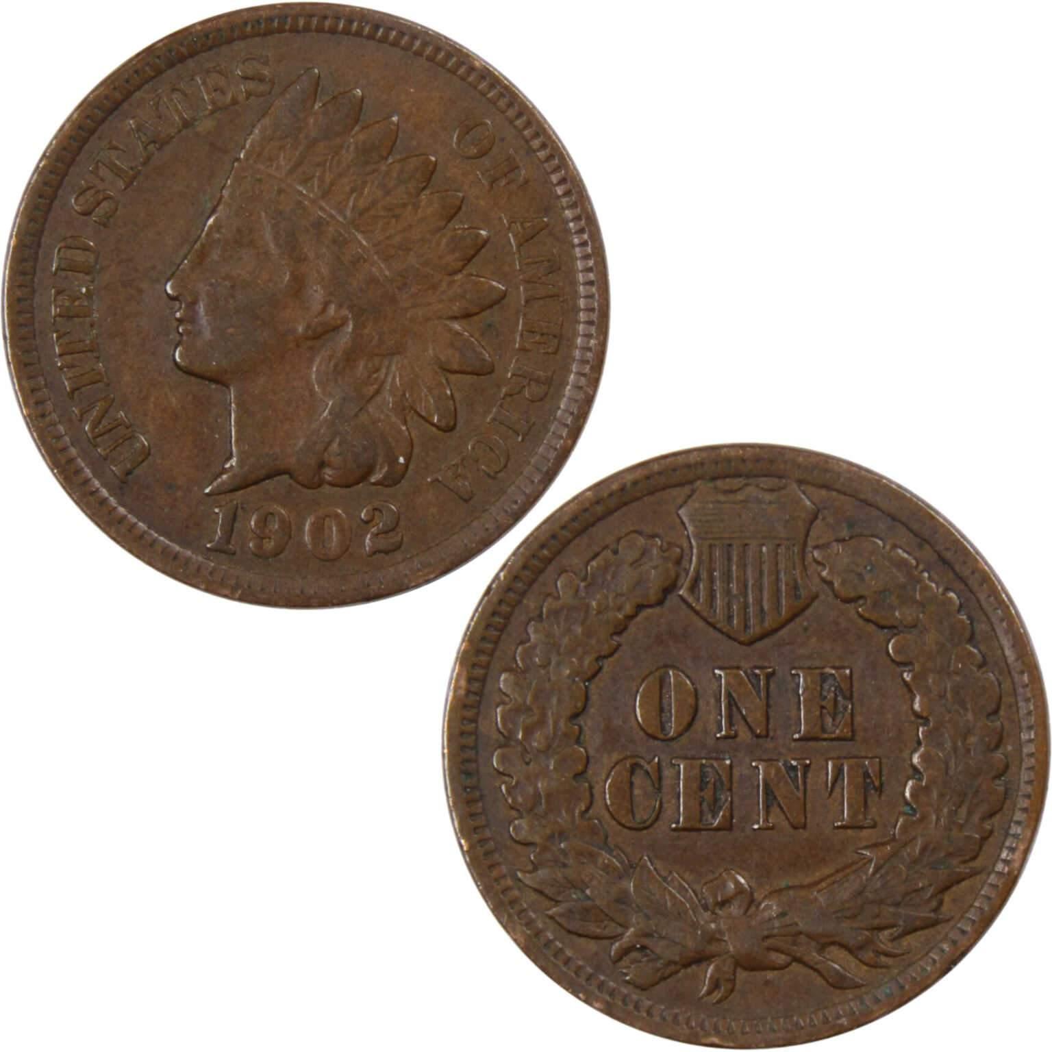 1902 Indian Head Cent VF Very Fine Bronze Penny 1c Coin Collectible