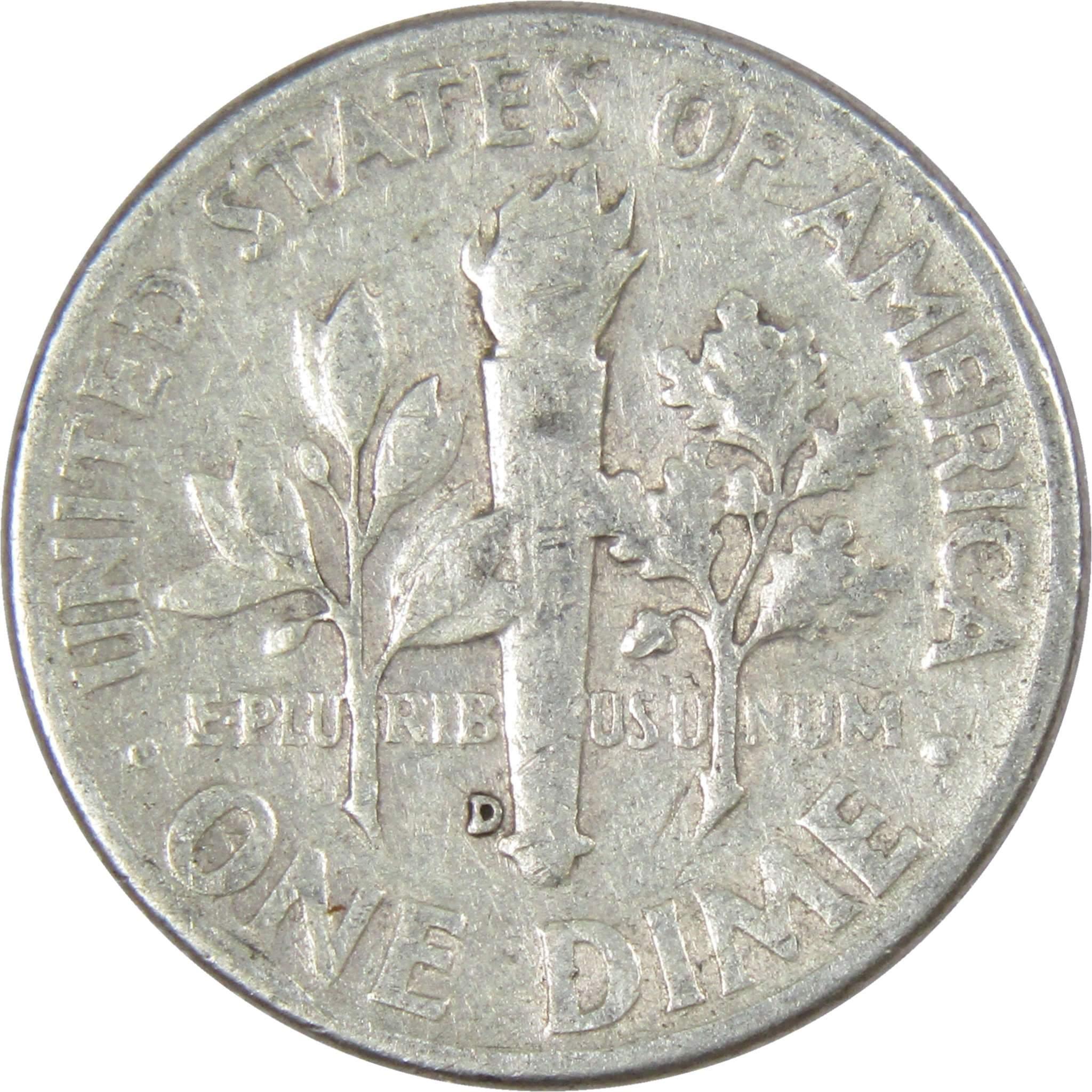 1957 D Roosevelt Dime AG About Good 90% Silver 10c US Coin Collectible