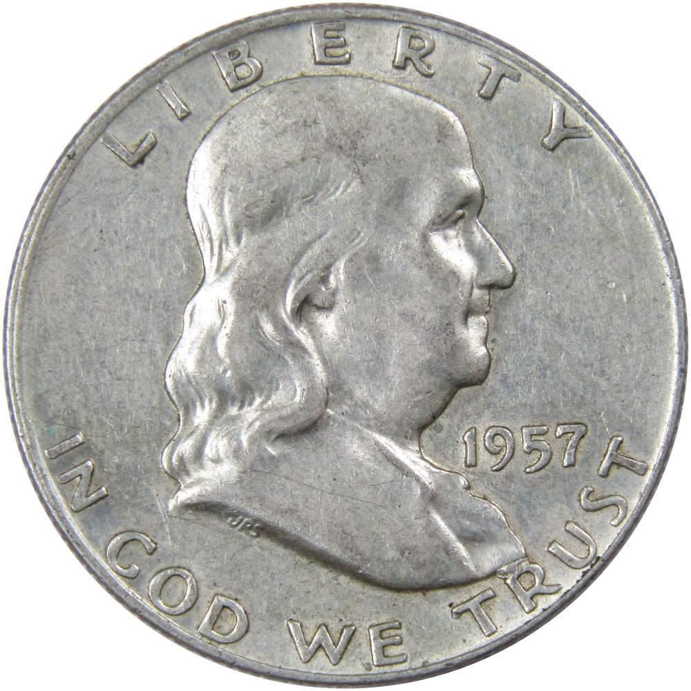 1957 D Franklin Half Dollar VF Very Fine 90% Silver 50c US Coin Collectible