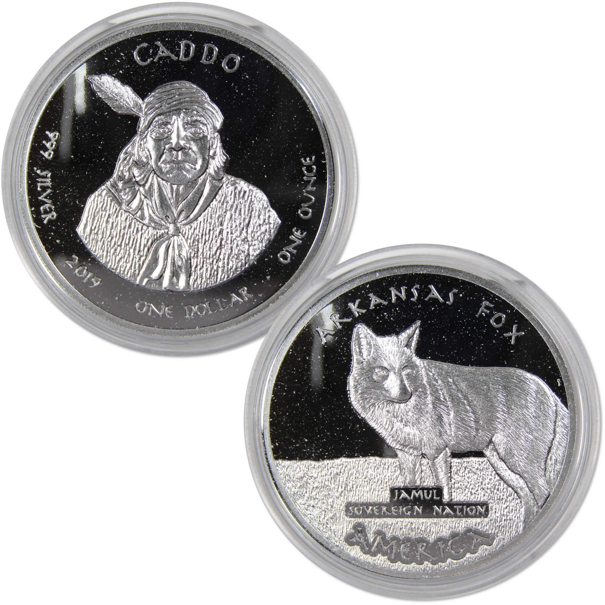 2019 Native American Jamul Caddo Arkansas Fox 1 oz .999 Fine Silver $1 Proof