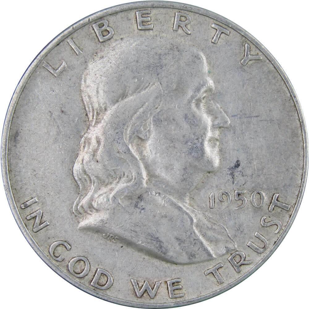 1950 D Franklin Half Dollar XF EF Extremely Fine 90% Silver 50c US Coin