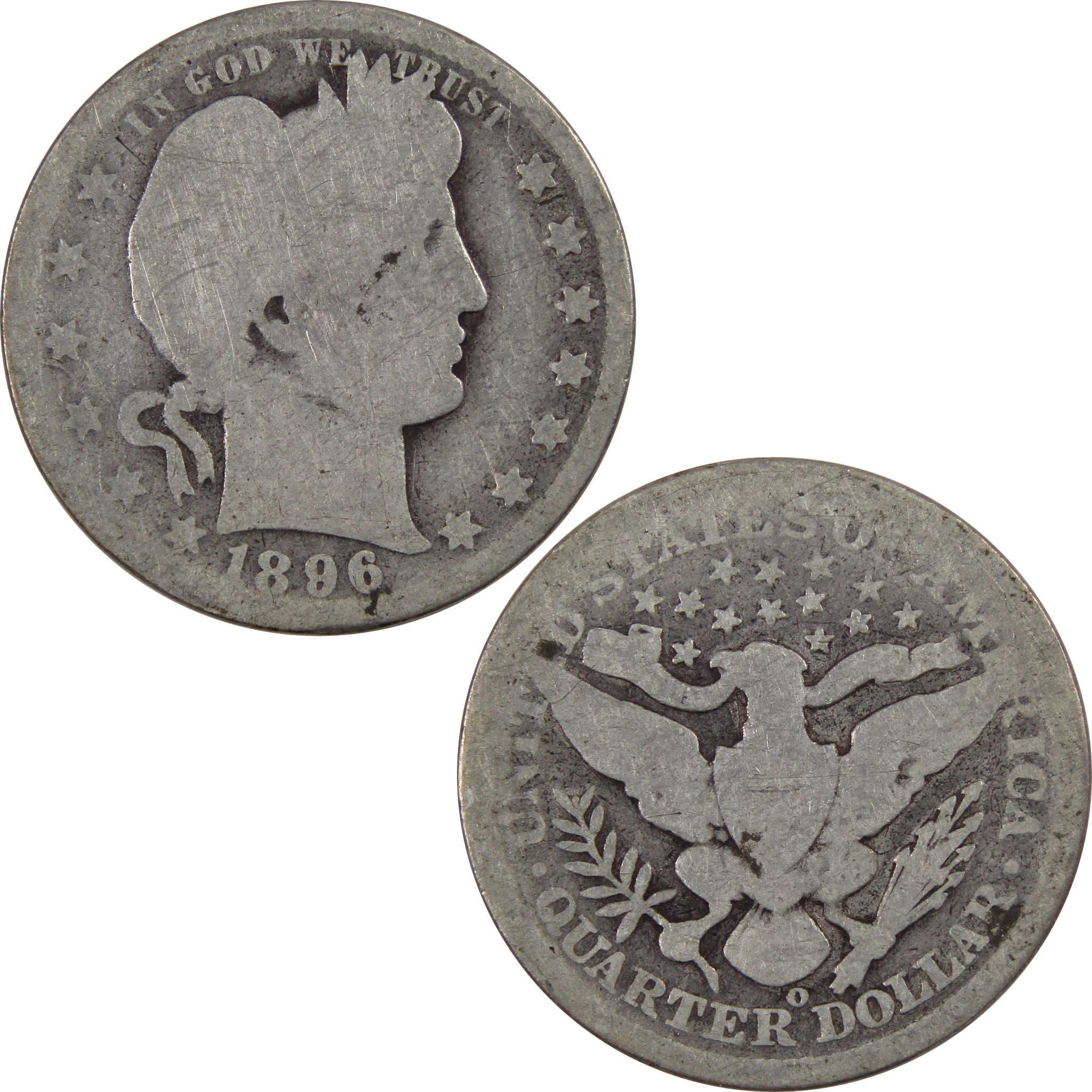 1896 O Barber Quarter AG About Good 90% Silver 25c Type Coin SKU:I3200