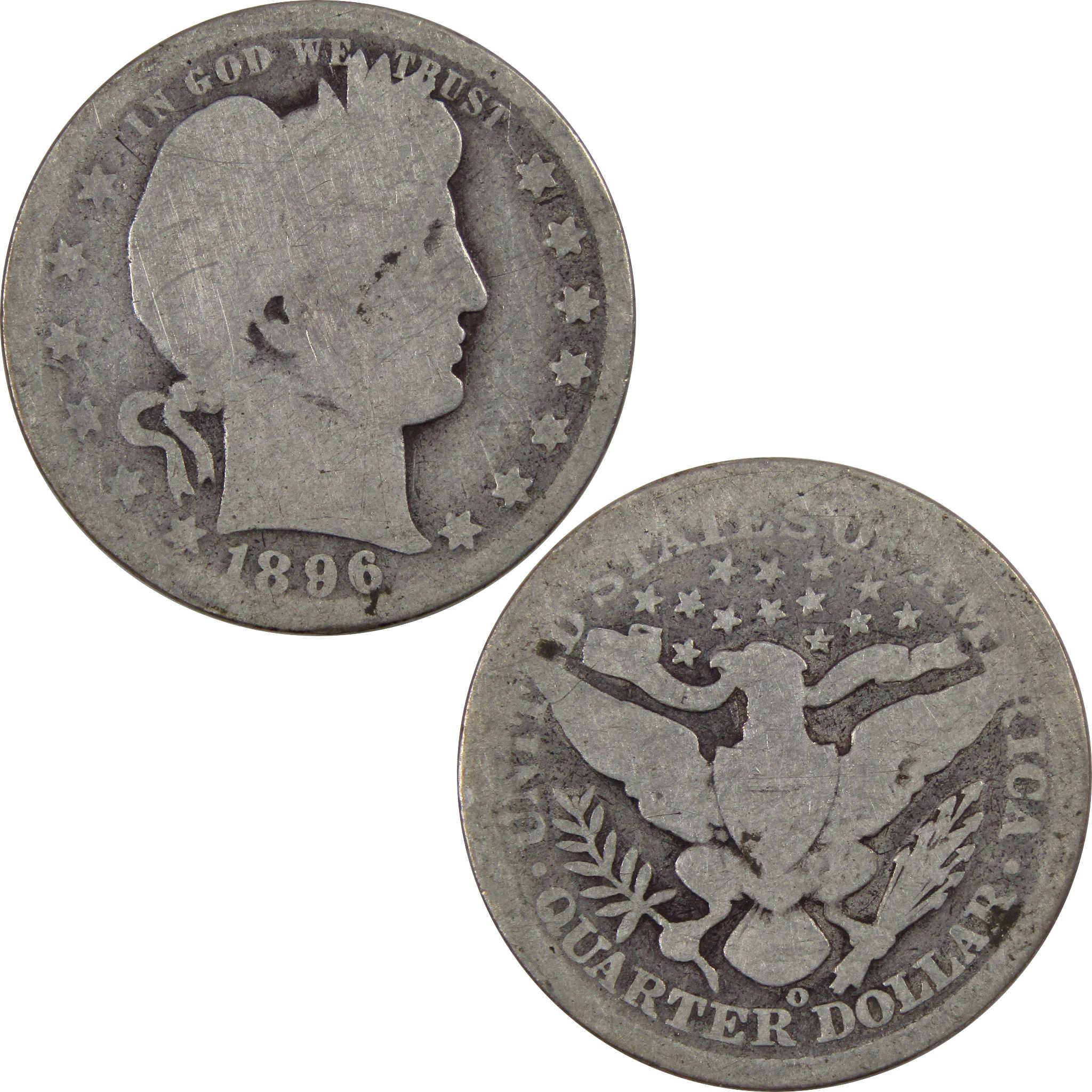 1896 O Barber Quarter AG About Good 90% Silver 25c Type Coin SKU:I3200