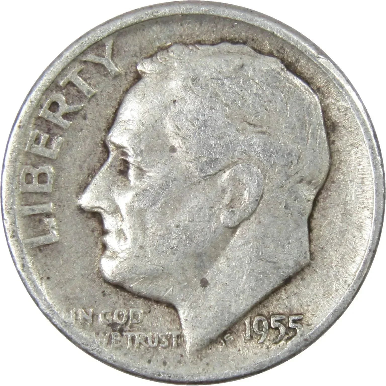 1955 D Roosevelt Dime AG About Good 90% Silver 10c US Coin Collectible
