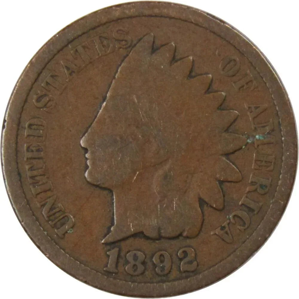 1892 Indian Head Cent G Good Bronze Penny 1c Coin Collectible